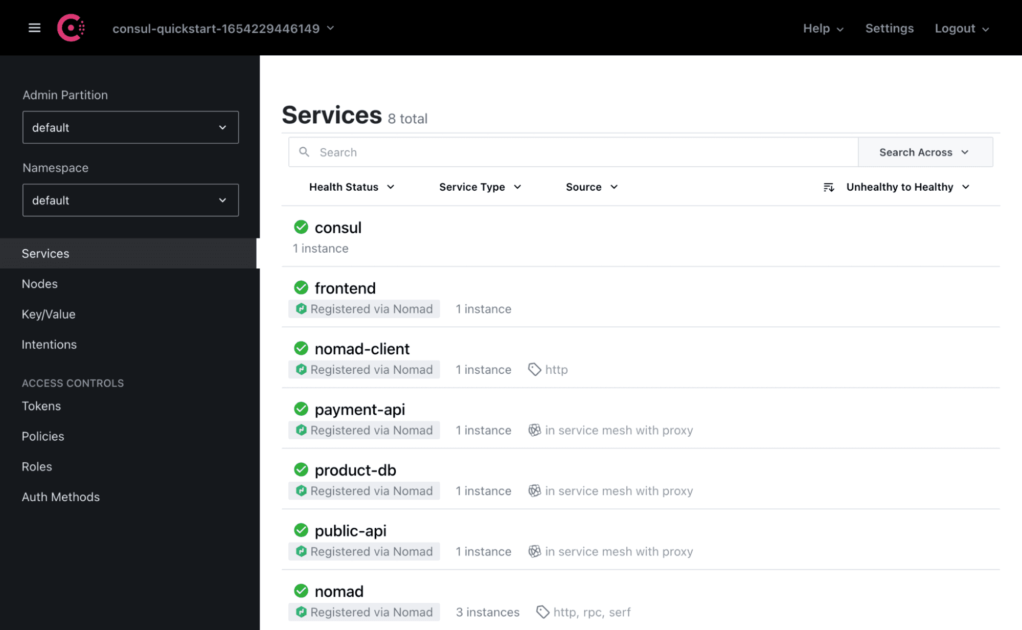 Consul UI services
HashiCups